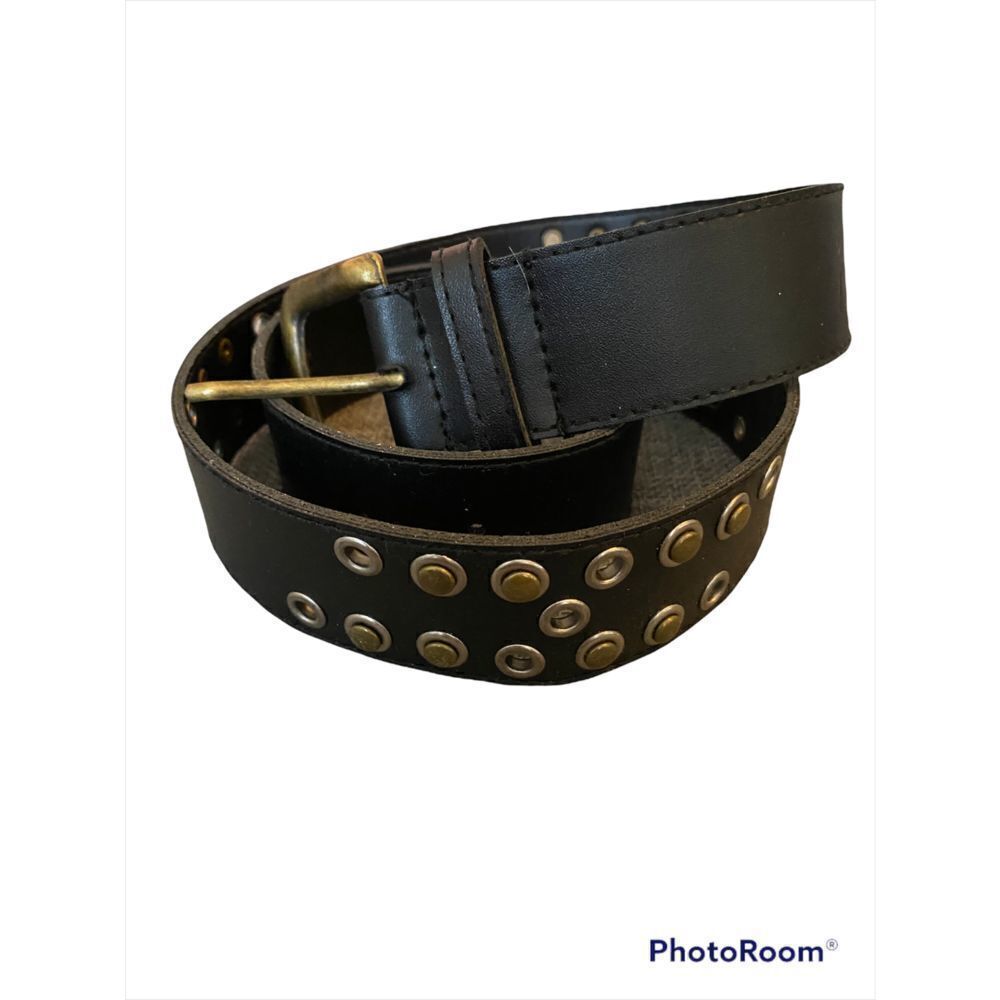Vintage Faux Leather Brass Studded Belt